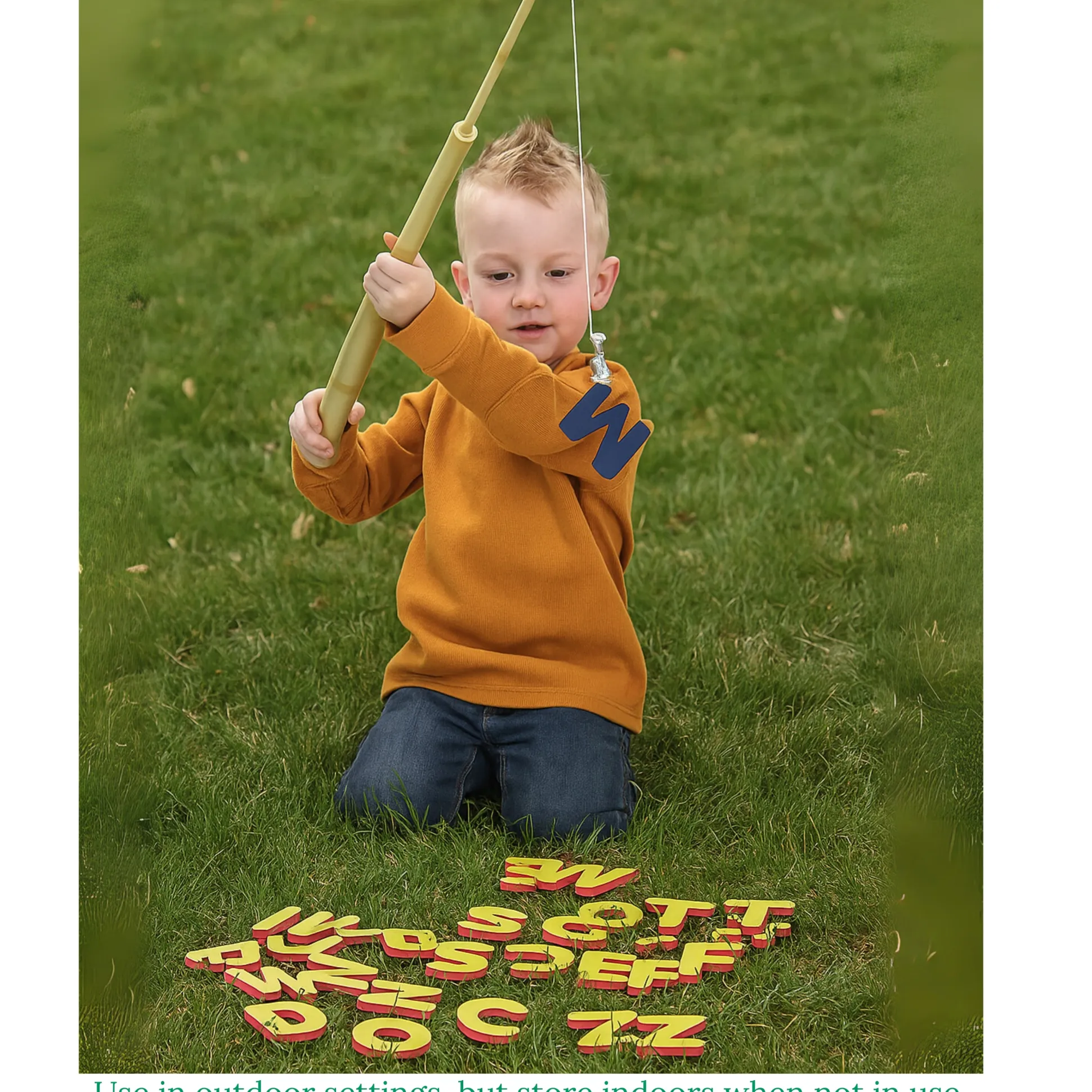 A-B-C Magnetic Fishing Learning Set | 4 Bamboo Poles & 104 Foam Alphabet Letters