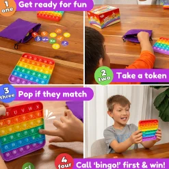 ABC Pop & Match Bingo | Multisensory Alphabet, Number & Color Preschool Learning Game | 115-Piece Set