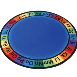 ABC Rainbow Alphabet Rug | 6' Circle Blue Classroom Carpet