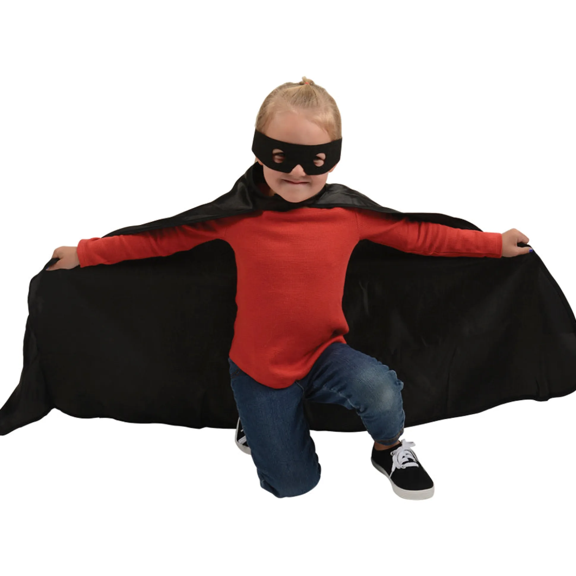 Adjustable Black Hero Cape & Mask Set