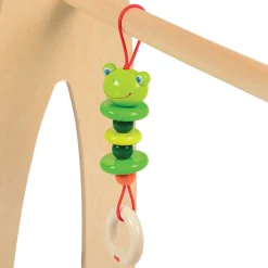Adjustable Wooden Infant Play Gym with Frog Pull Toy | Perfect for Tummy Time & Floor Play