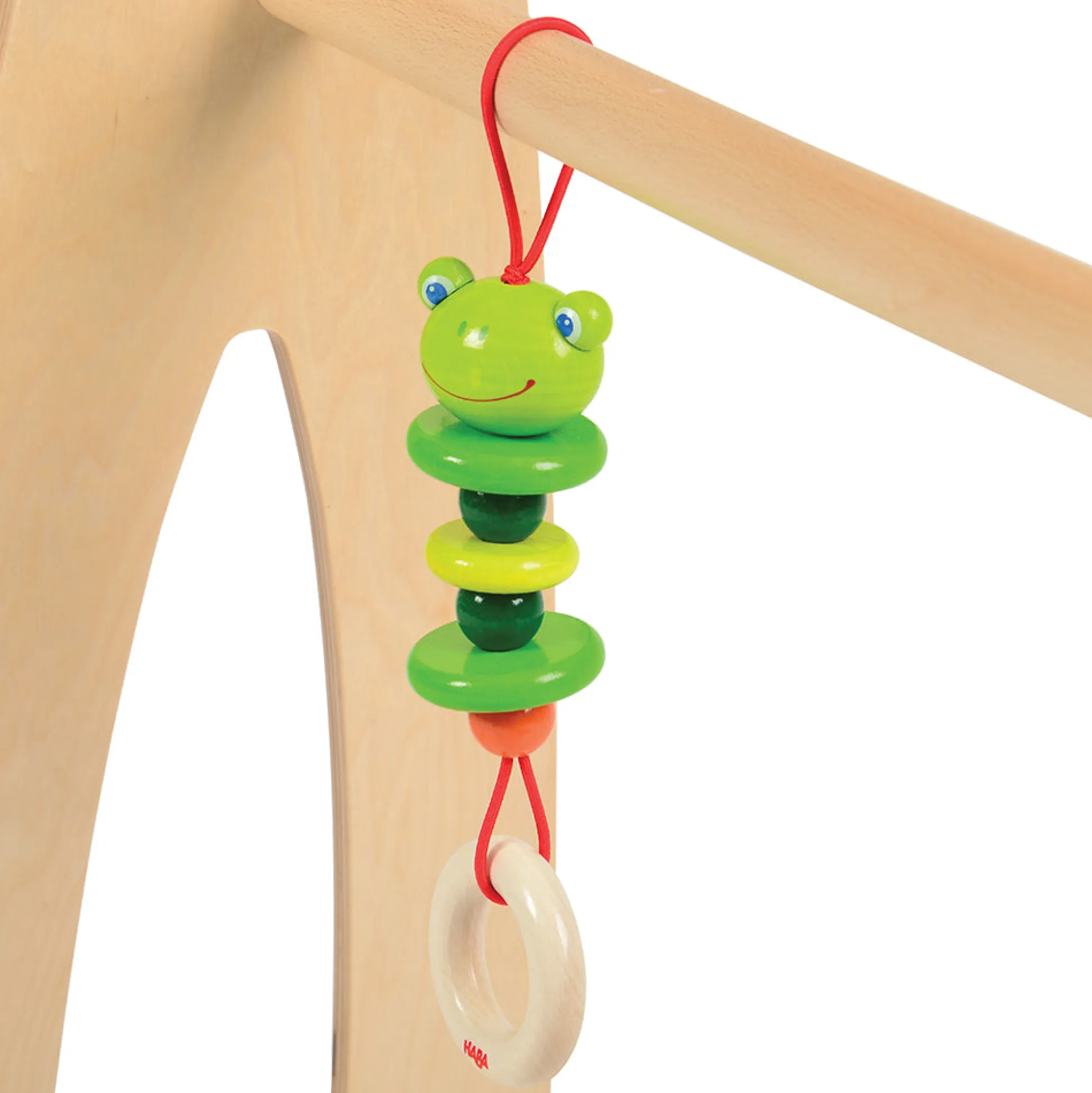 Adjustable Wooden Infant Play Gym with Frog Pull Toy | Perfect for Tummy Time & Floor Play