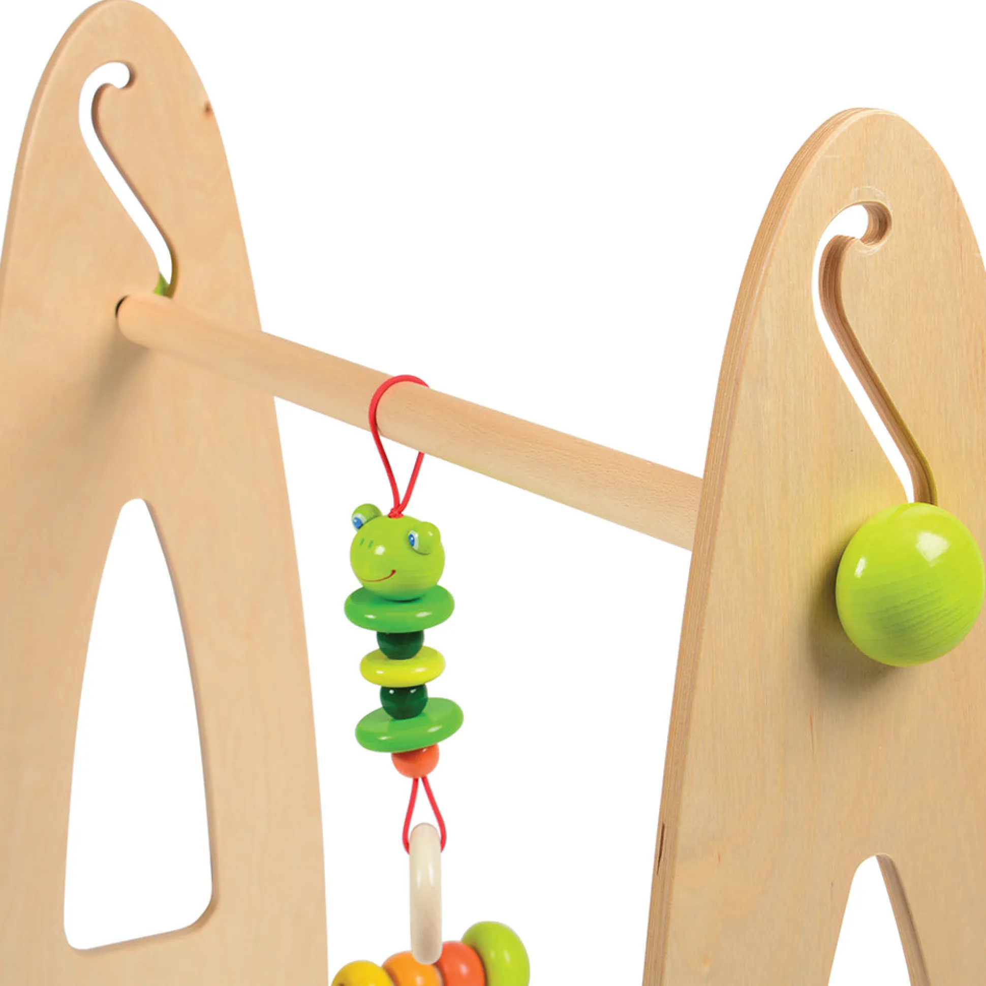 Adjustable Wooden Infant Play Gym with Frog Pull Toy | Perfect for Tummy Time & Floor Play