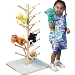 Adjustable Wooden Puppet Tree Display Stand | Holds Up to 26 Puppets