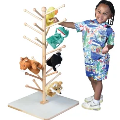 Adjustable Wooden Puppet Tree Display Stand | Holds Up to 26 Puppets