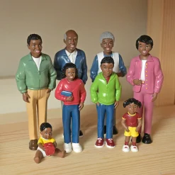 African American Pretend Play Vinyl Family Figurines | 8 Piece Set