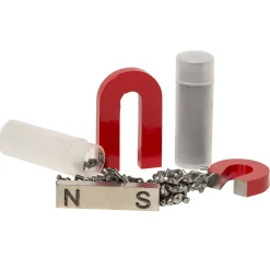 Alnico Science Kit- 1" horseshoe, 2" horseshoe, 2" bar magnet plus a tube of iron filings and steel shapes