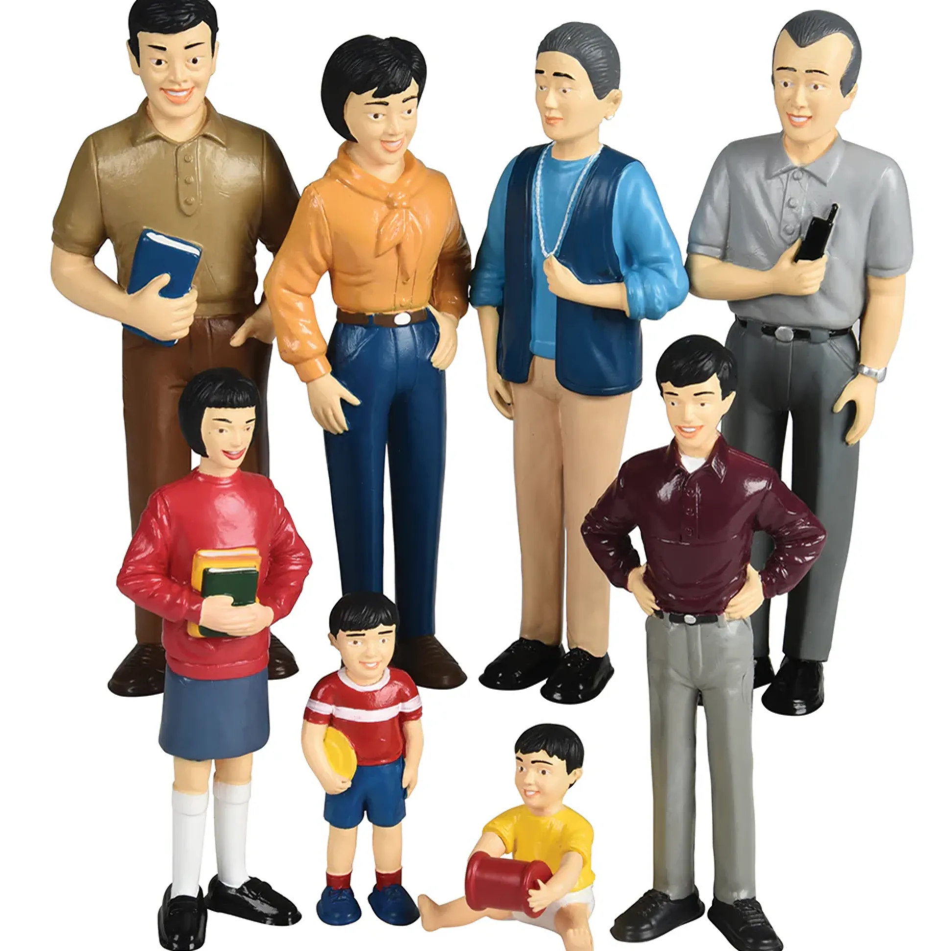 Asian Pretend Play Vinyl Family Figurines | 8 Piece Set