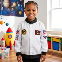 Astronaut Dress-Up Jacket | Kids Space Role Play Costume with Mission Patches
