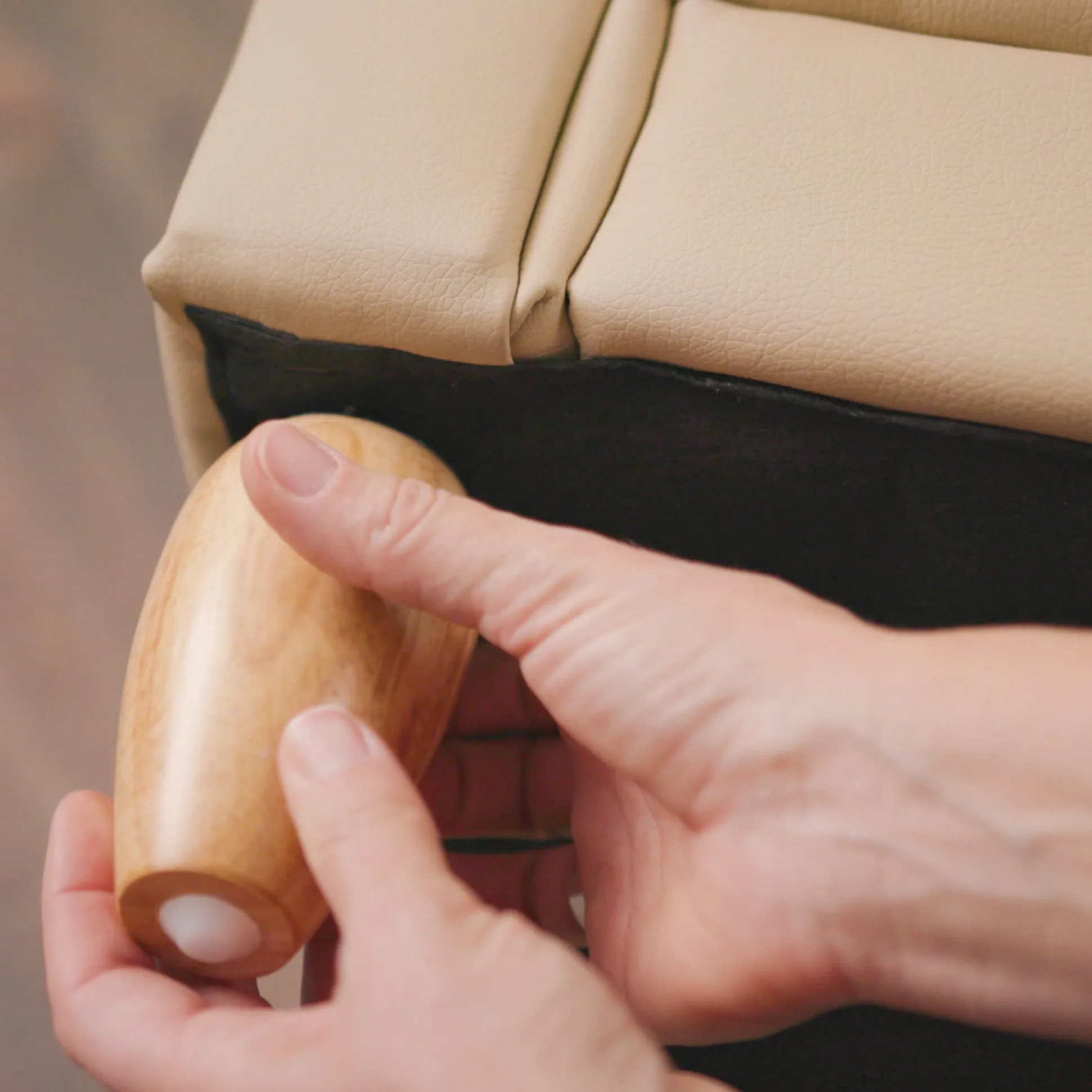 As We Grow™ Kids Sofa | Adjustable Vegan-Leather Seating with Natural Wood Legs
