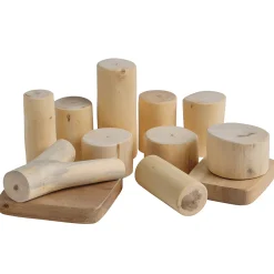 Baby Tree Blocks | 12-Piece Eco-Friendly Wooden Building Set with Natural Barkless Finish
