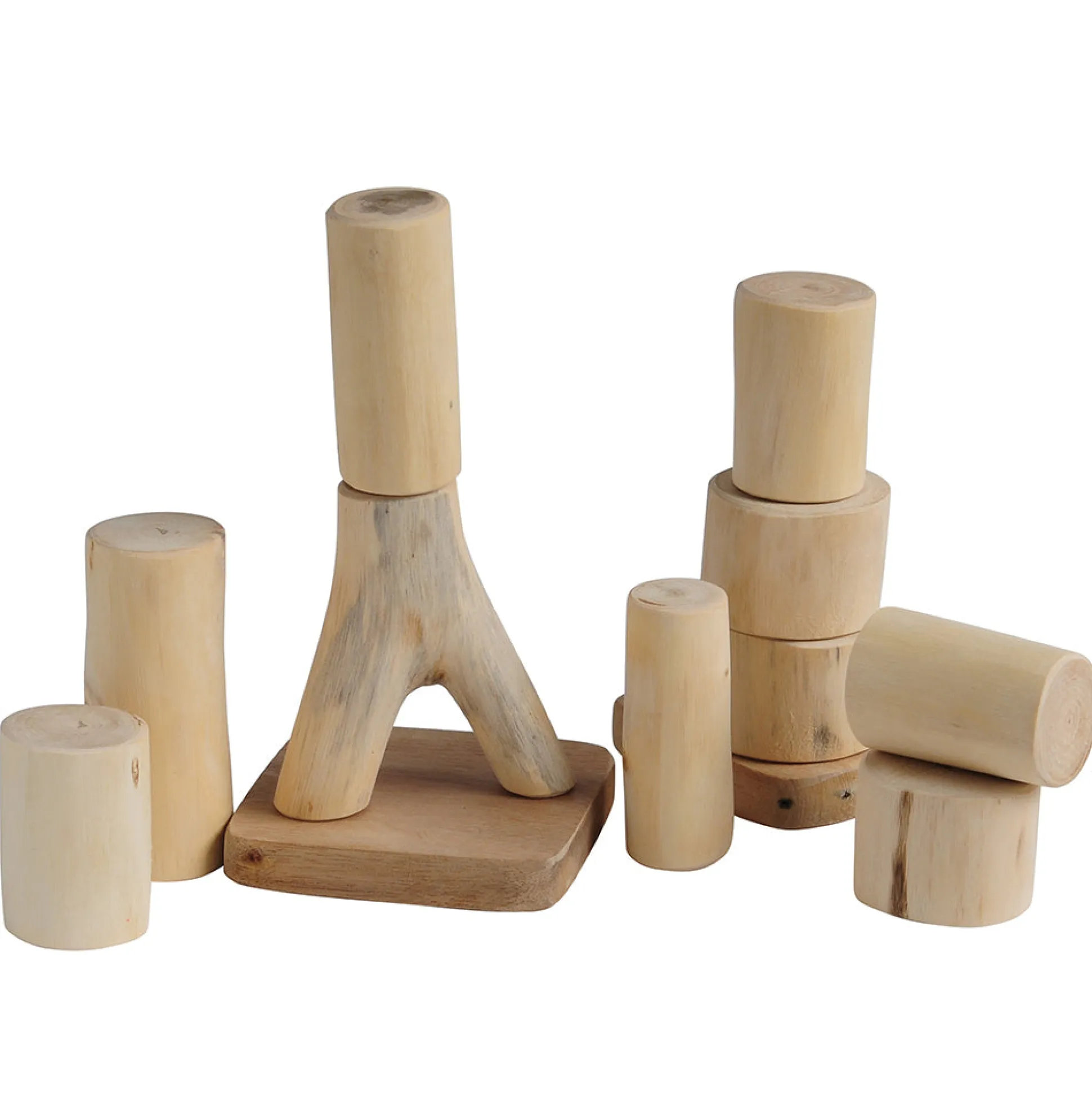 Baby Tree Blocks | 12-Piece Eco-Friendly Wooden Building Set with Natural Barkless Finish