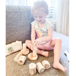 Baby Tree Blocks | 12-Piece Eco-Friendly Wooden Building Set with Natural Barkless Finish