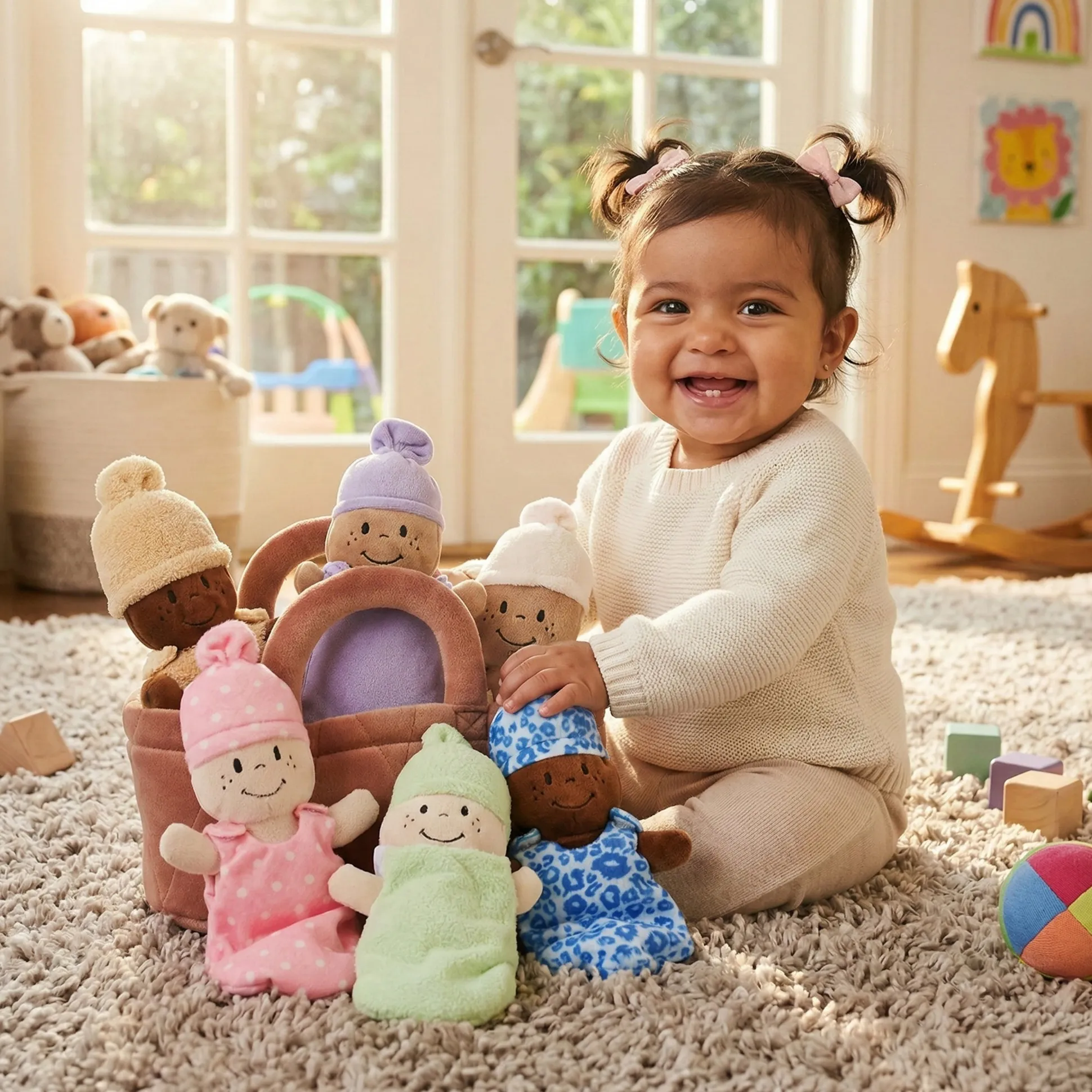 Basket of Babies | Six Soft, Diverse Dolls with Removable Dresses & Take-Along Basket