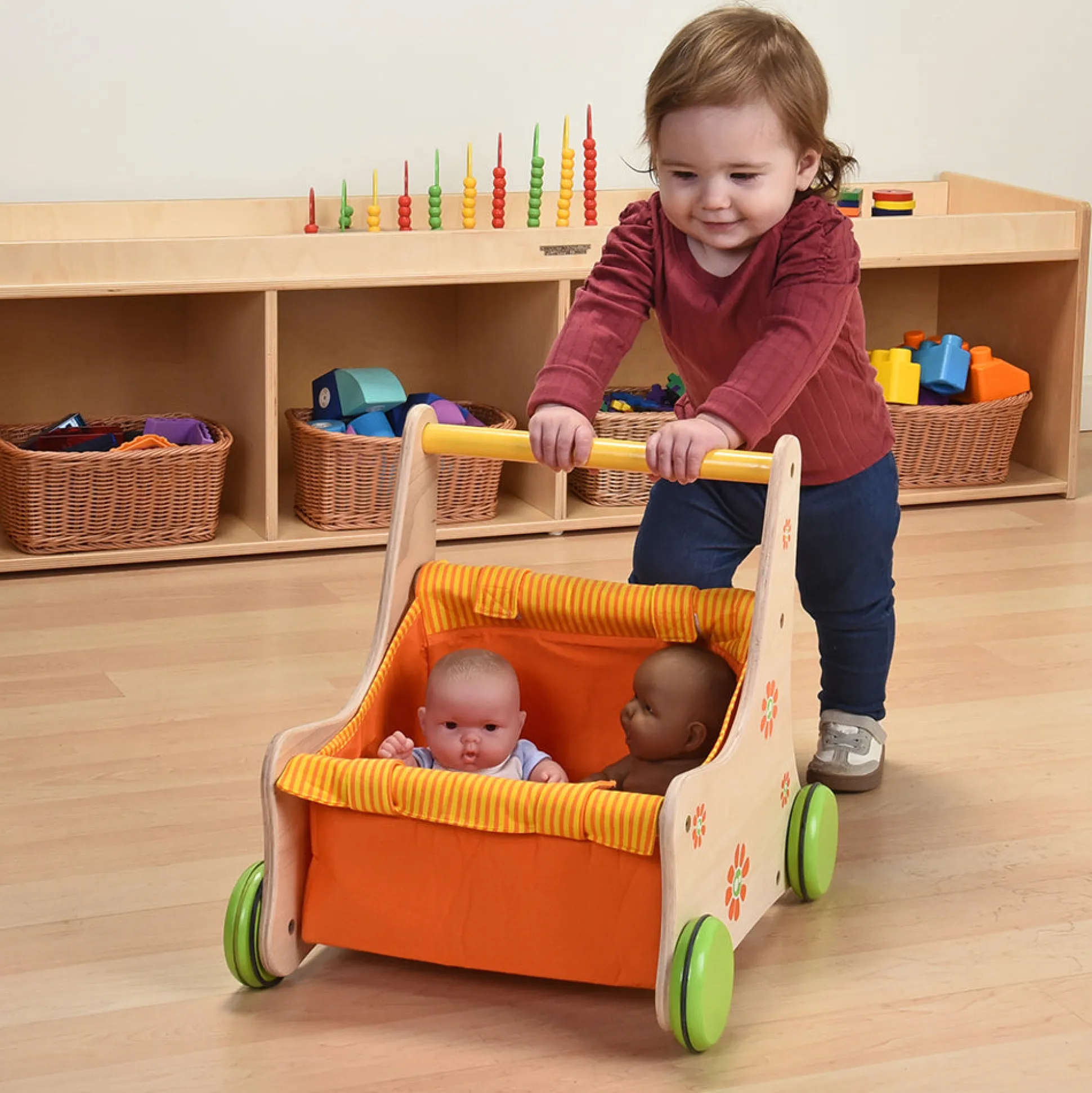 Beginner's Wooden Push Buggy with Safe Storage for Ages 12 Months+