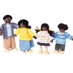 Bendable Wooden Dolls - African American Family | 4 Piece Set