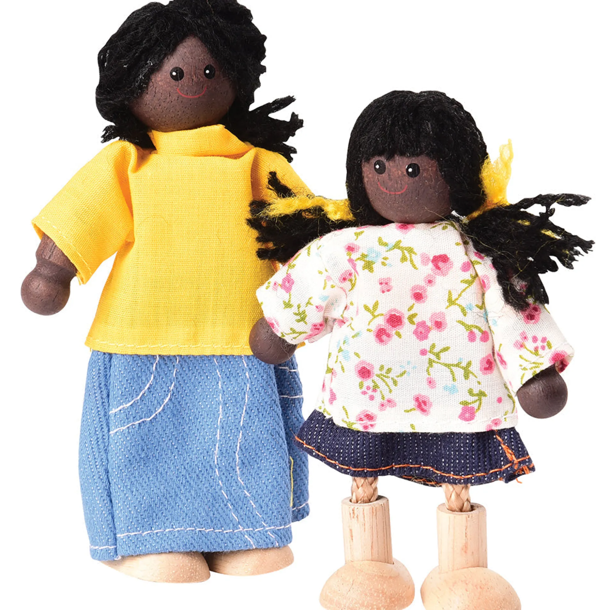 Bendable Wooden Dolls - African American Family | 4 Piece Set