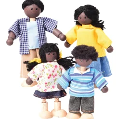 Bendable Wooden Dolls - African American Family | 4 Piece Set