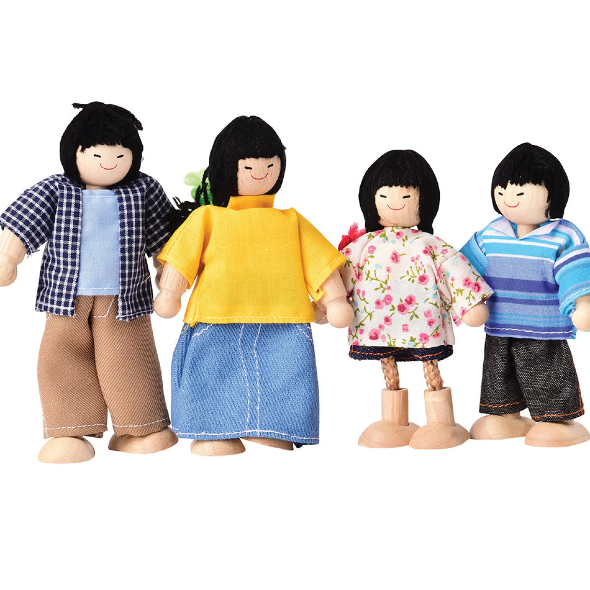 Bendable Wooden Dolls - Asian Family | 4 Piece Set