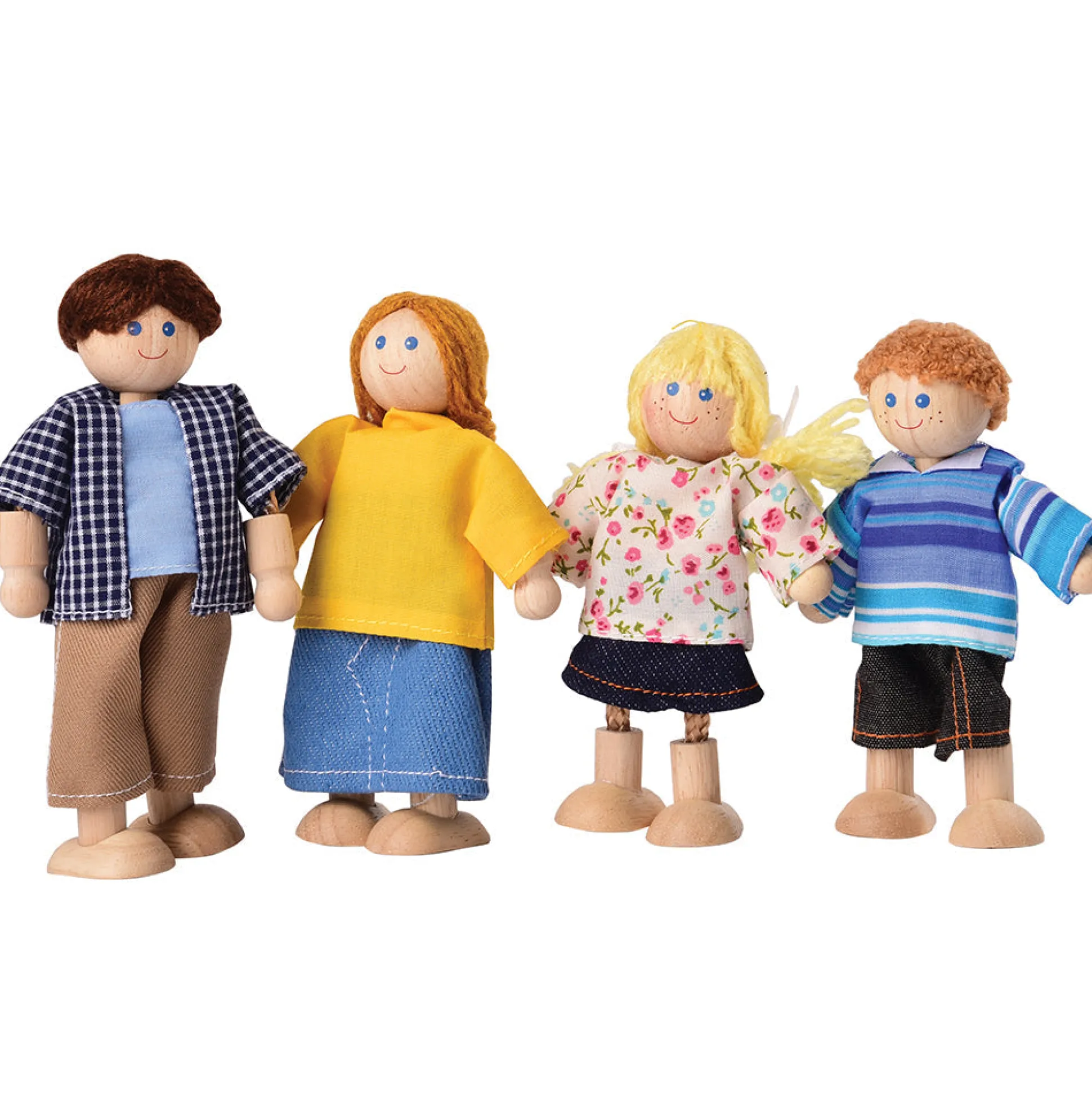 Bendable Wooden Dolls - Caucasian Family | 4 Piece Set