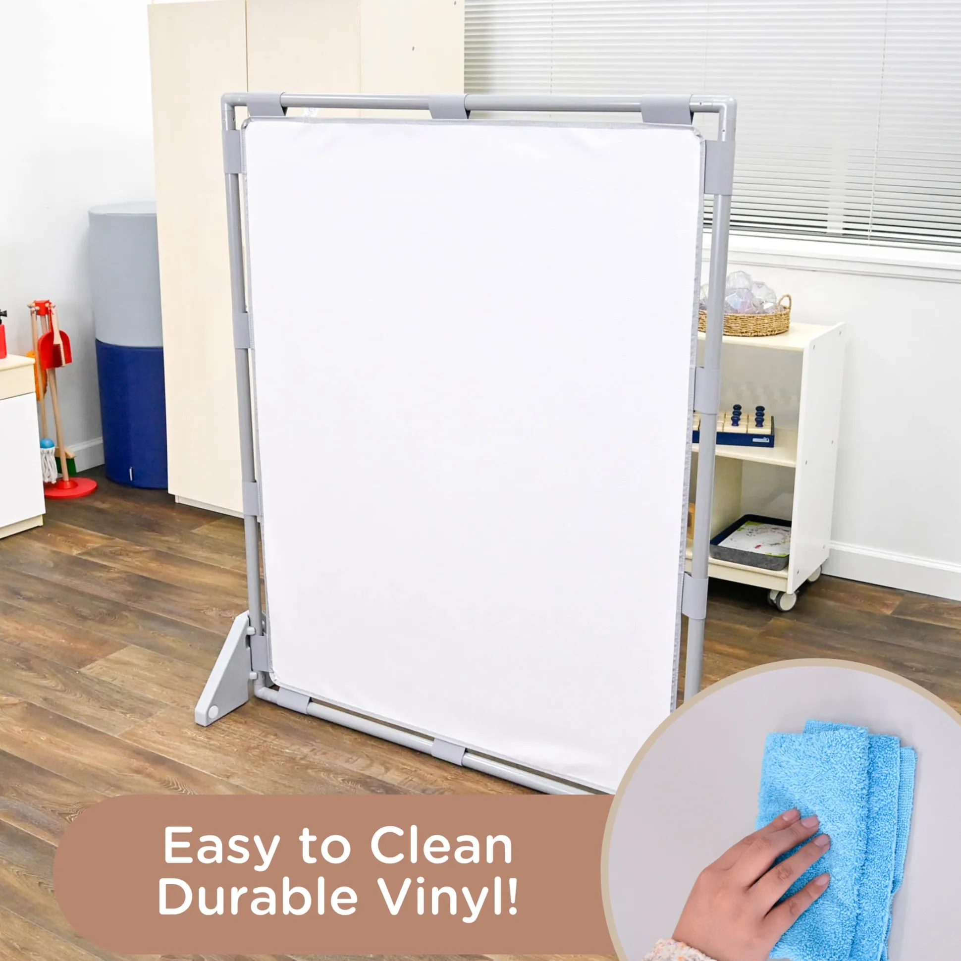 Big Screen PlayPanel® | Glacier Gray Free-Standing Classroom Divider with Feet