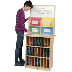 Birch Communications & Message Center with 24 Compartment Storage