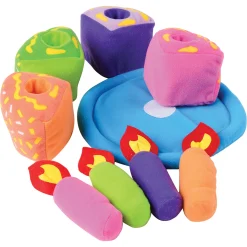 Birthday Cake 9-Piece Play Set | Soft Fabric Cake with Removable Slices, Candle, and Plate