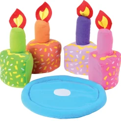 Birthday Cake 9-Piece Play Set | Soft Fabric Cake with Removable Slices, Candle, and Plate
