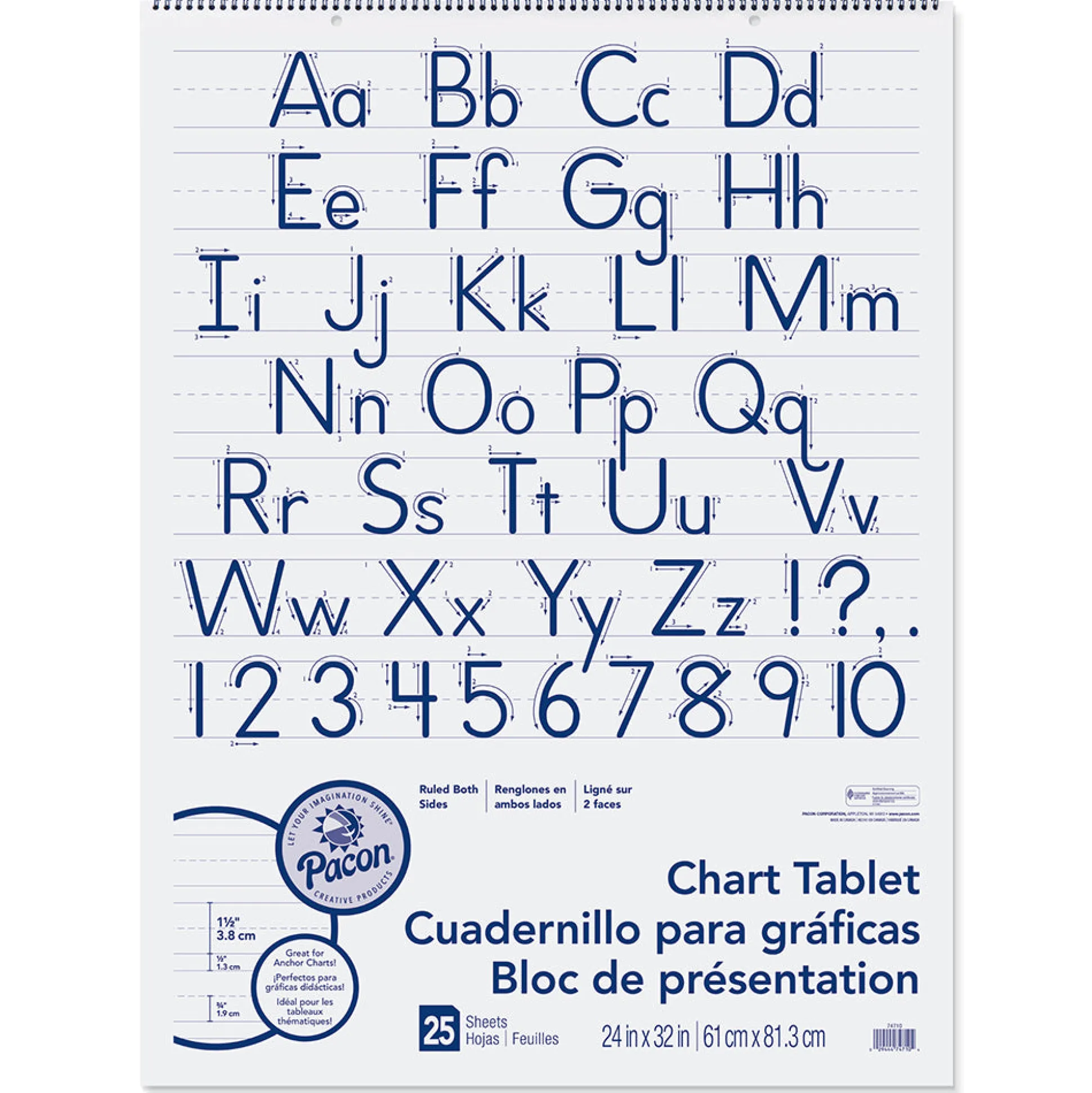 Blue Ruling Anchor Chart Paper Tablet | 24"x32" Spiral Bound with 25 Sheets