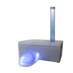 Bubble Tube & Fiber Optic Platform Sensory Bundle | LED Color-Changing Tube with Padded Base