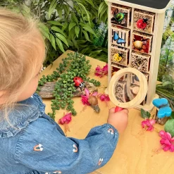 Bug Hotel 10-Frame Wooden Counting Toy | Nature-Inspired Math Learning Set with 10 Bug Cubes