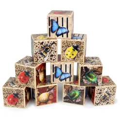 Bug Hotel 10-Frame Wooden Counting Toy | Nature-Inspired Math Learning Set with 10 Bug Cubes