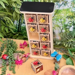 Bug Hotel 10-Frame Wooden Counting Toy | Nature-Inspired Math Learning Set with 10 Bug Cubes