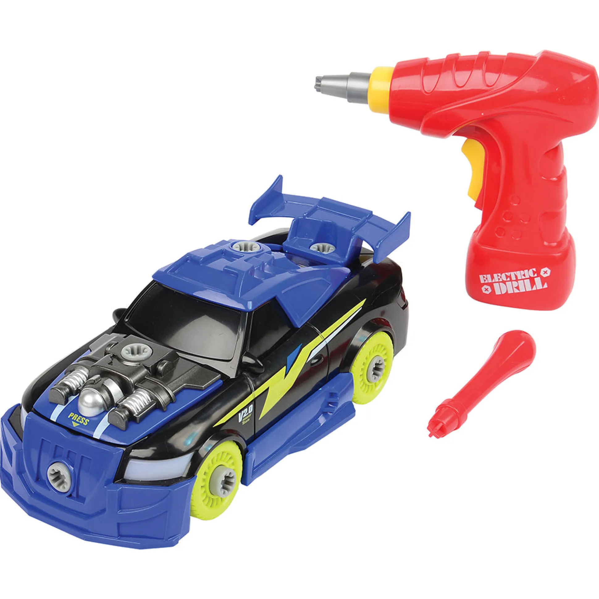 Build and Play Race Car Set with Lights, Sounds, and Power Screwdriver | 26-Piece Toy