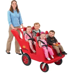 Bye Bye Buggy® 4-Passenger Stroller | Red with Gray Cushions | Easy-Maneuver Multi-Child Transport Buggy