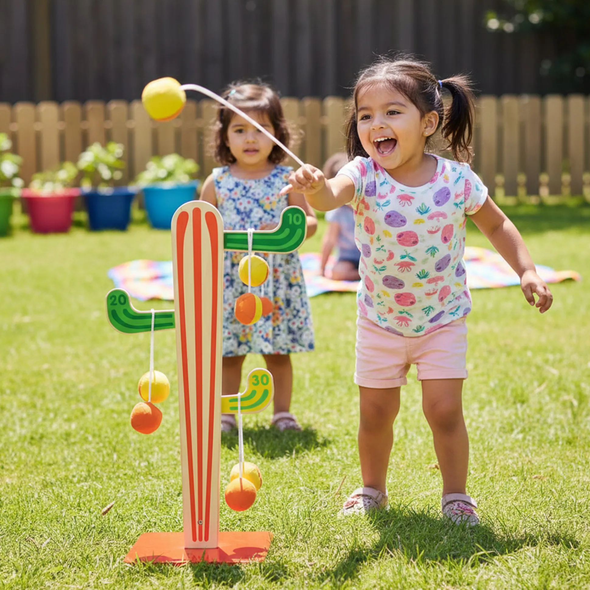 Cactus Tossing Game | Wooden Hand-Painted Target Game