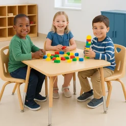Camel 14" Stacking Chair with Powder-Coated Legs
