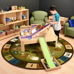 Carpet for Kids® Earthtone Animals Alphabet 6' Round Rug | Stain-Resistant & Classroom-Ready