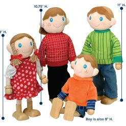 Caucasian Family Bendable Wooden Dolls | 4-Piece Set