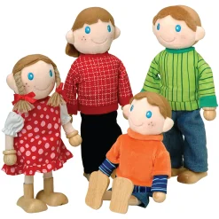 Caucasian Family Bendable Wooden Dolls | 4-Piece Set