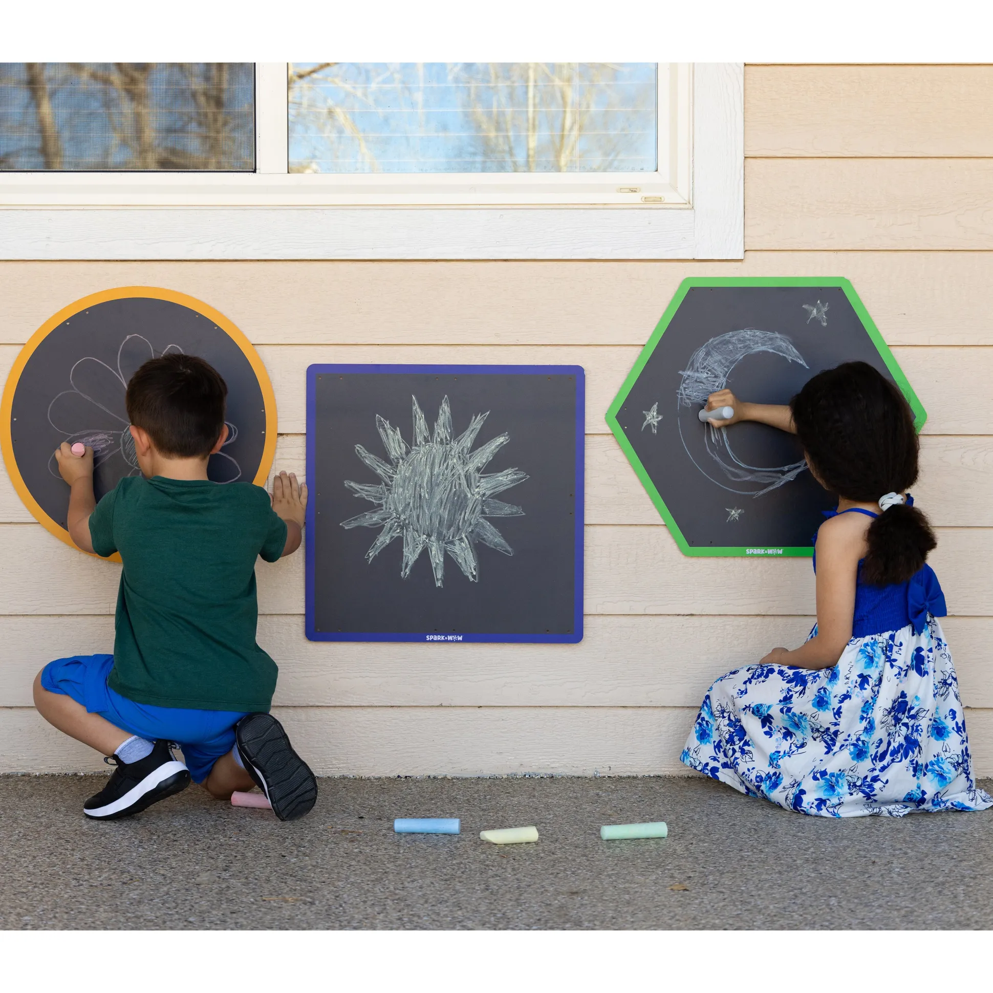 Chalkboard Geometric Shapes | Reusable Indoor & Outdoor Shape Learning Boards