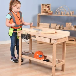Child-Size Carpentry Workbench with Working Vise & Storage