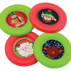 Christmas Disc Launchers – Holiday Flying Discs, 8-Pack Classroom Party Toys