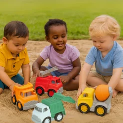 Chunky Community Helpers Vehicle Set | 4-Piece Push & Roll Trucks | Indoor/Outdoor