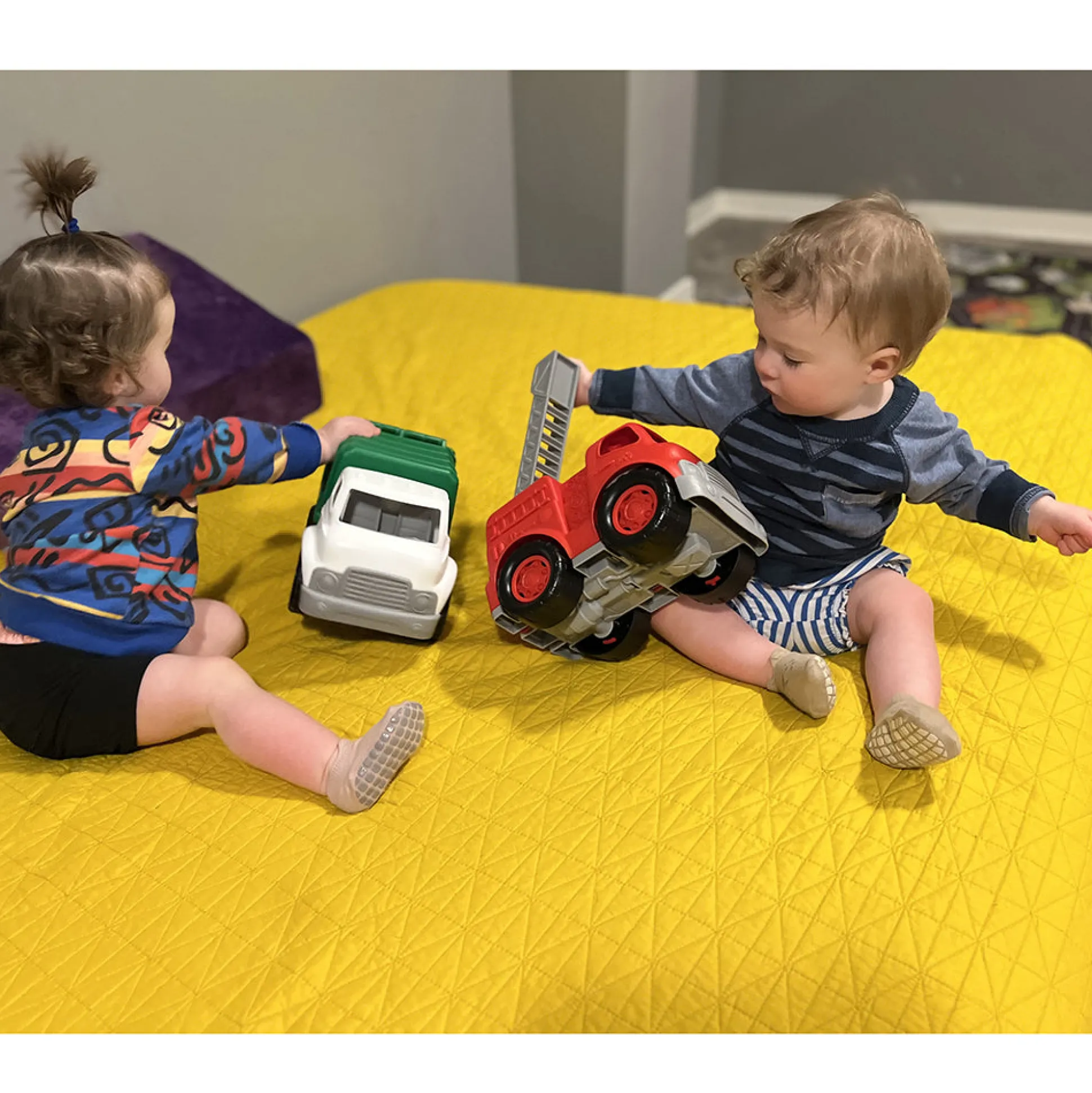 Chunky Community Helpers Vehicle Set | 4-Piece Push & Roll Trucks | Indoor/Outdoor