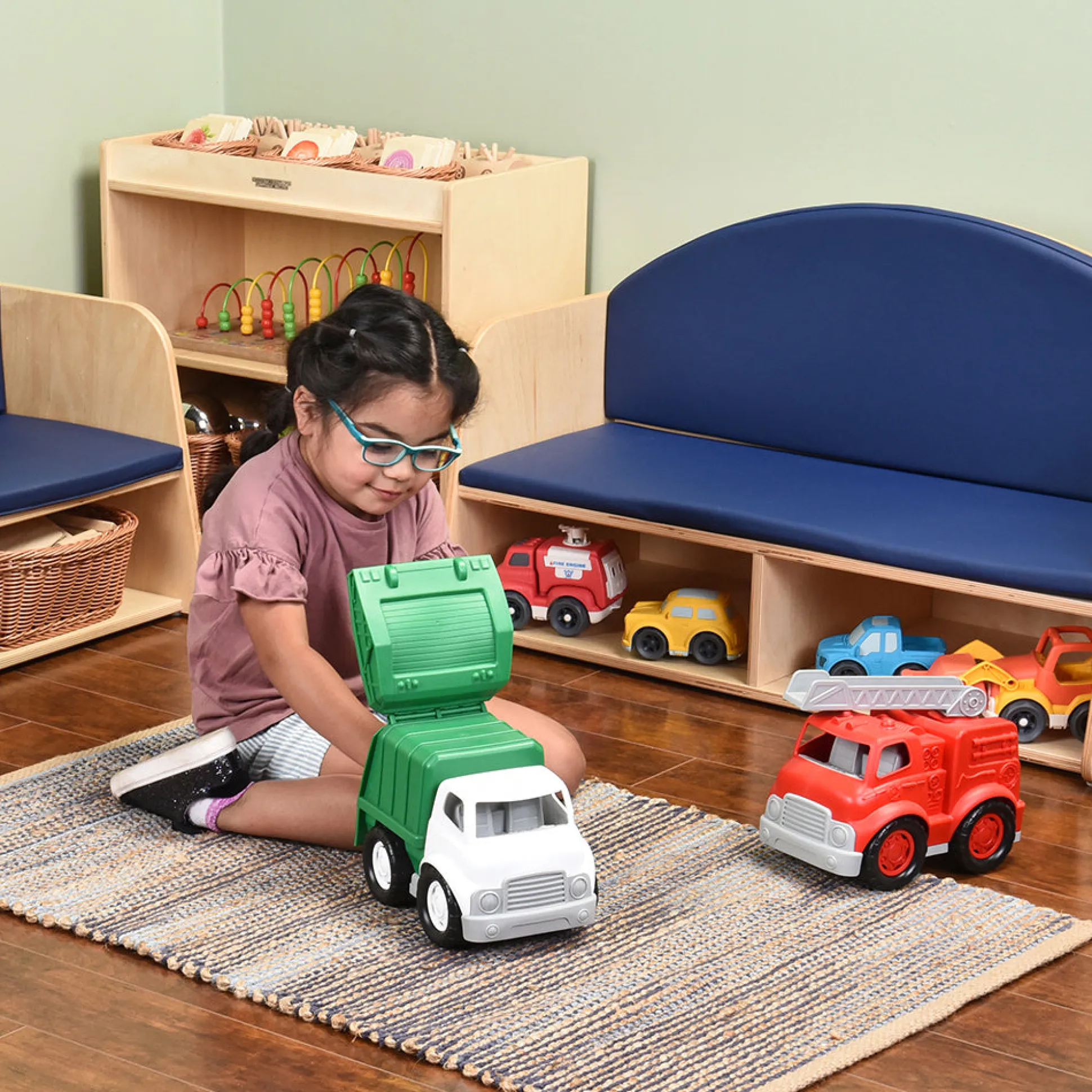 Chunky Community Helpers Vehicle Set | 4-Piece Push & Roll Trucks | Indoor/Outdoor