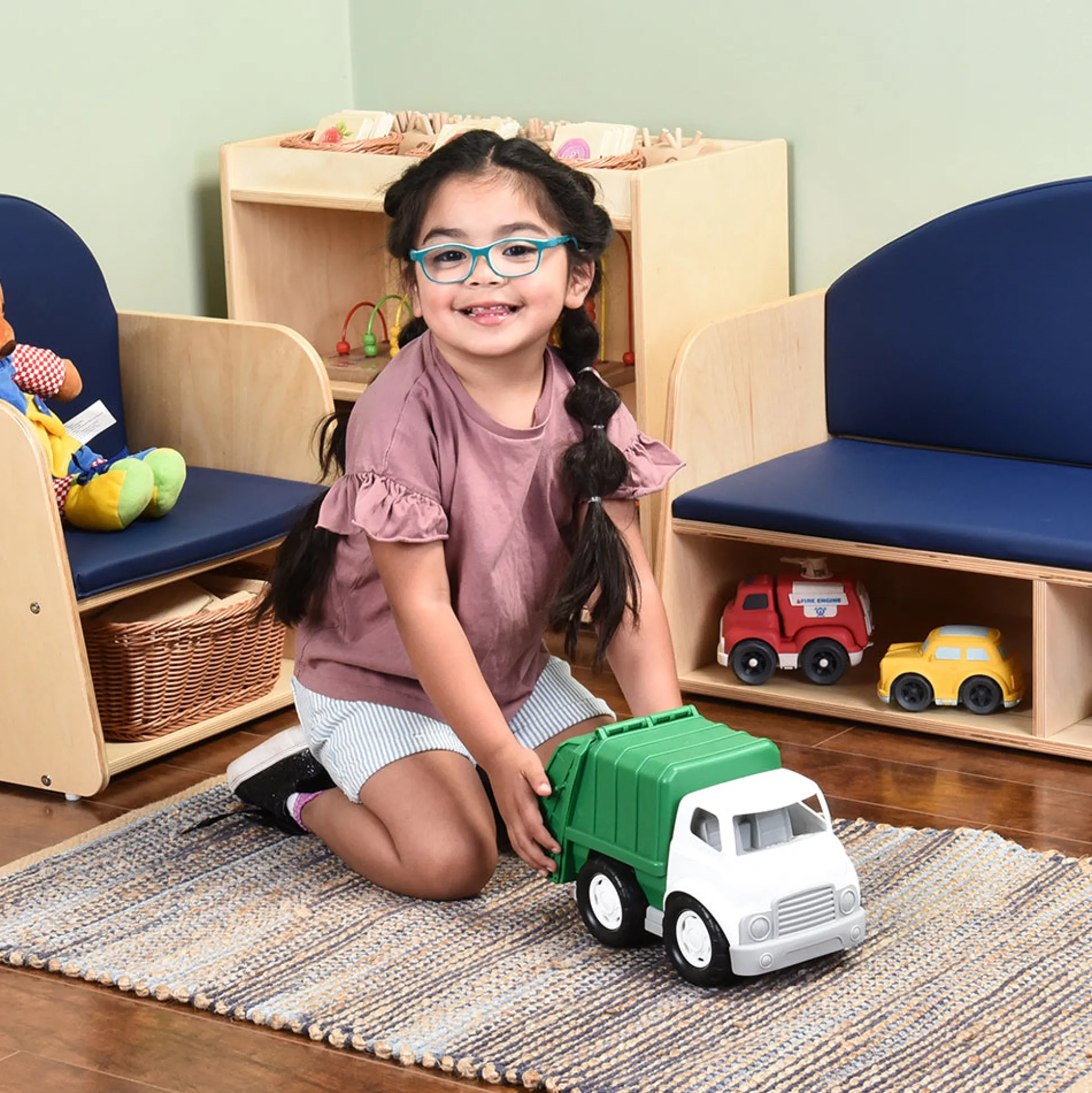 Chunky Community Helpers Vehicle Set | 4-Piece Push & Roll Trucks | Indoor/Outdoor