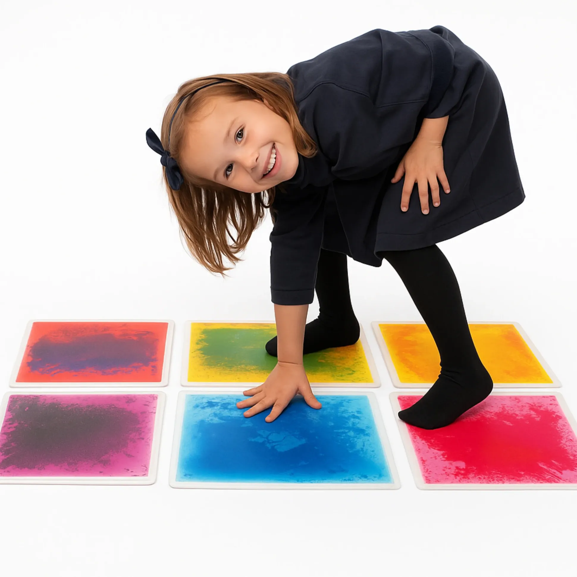 12" Classic Liquid Floor Tiles | 6-Pack Pressure-Activated Sensory Movement Mats