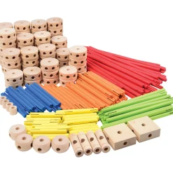 Classic Wood Builder 208-Piece STEM Construction Set | Hardwood Rods & Connectors for Creative Building Play