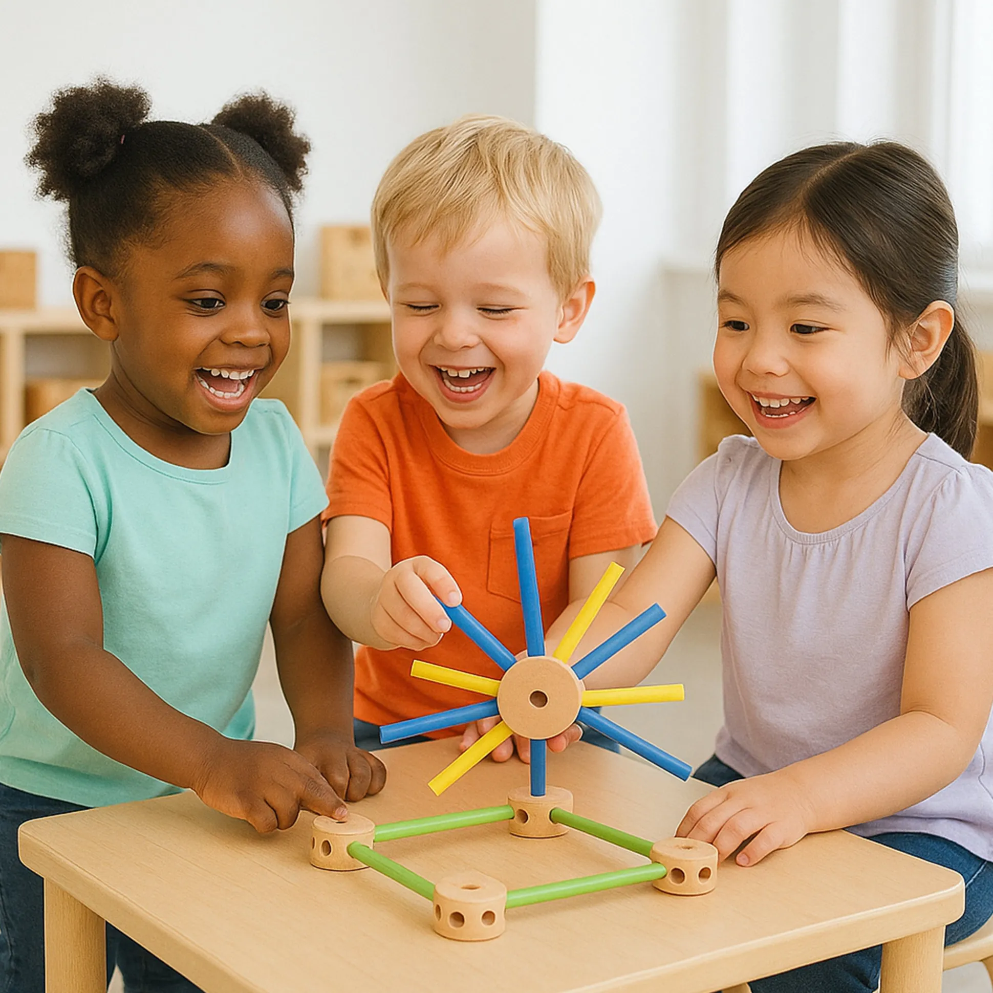 Classic Wood Builders in Storage Bin | 208 Piece STEM Building Set